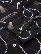 Valbone Women’s Black Georgette Printed Shirt Full Sleeves