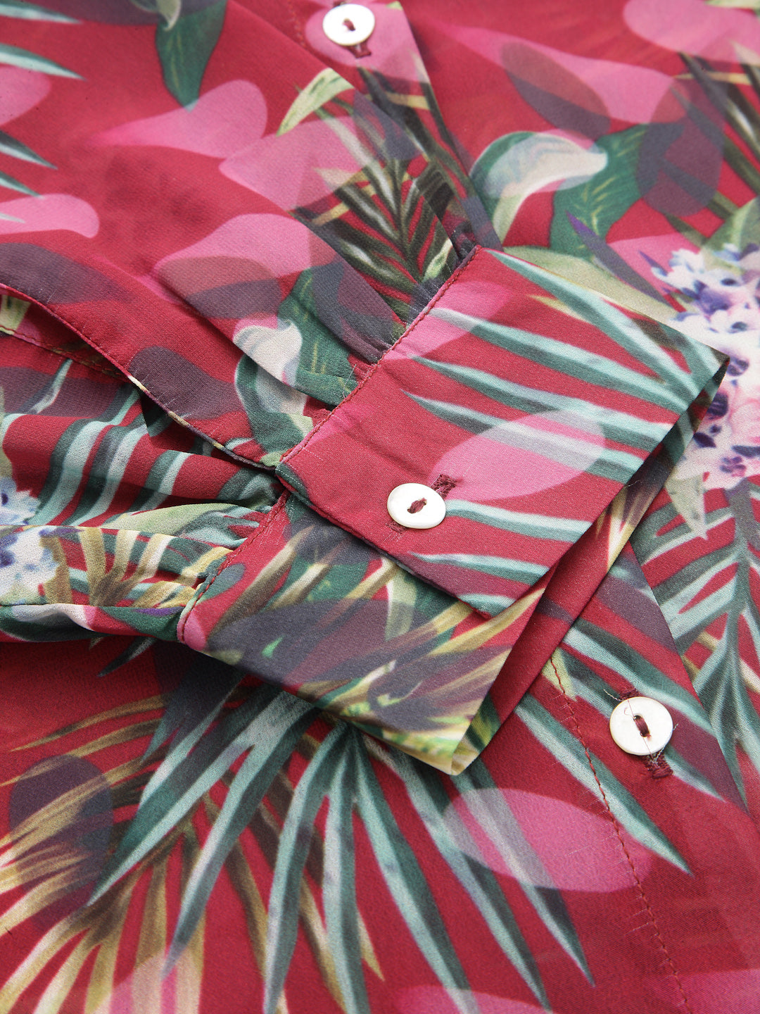 Valbone Women’s Red Georgette Printed Shirt