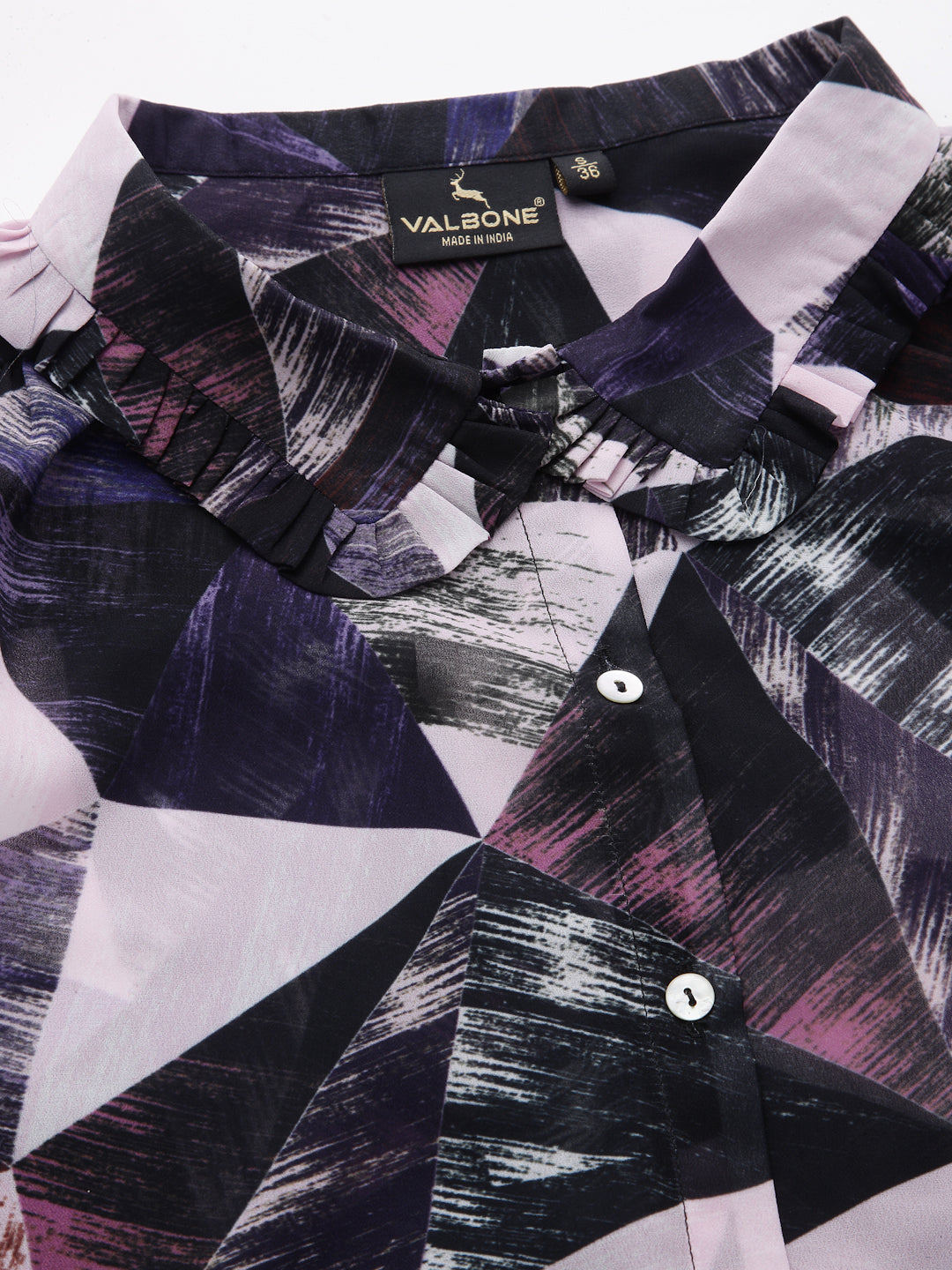 Valbone Women’s Dark Blue Georgette Printed Shirt