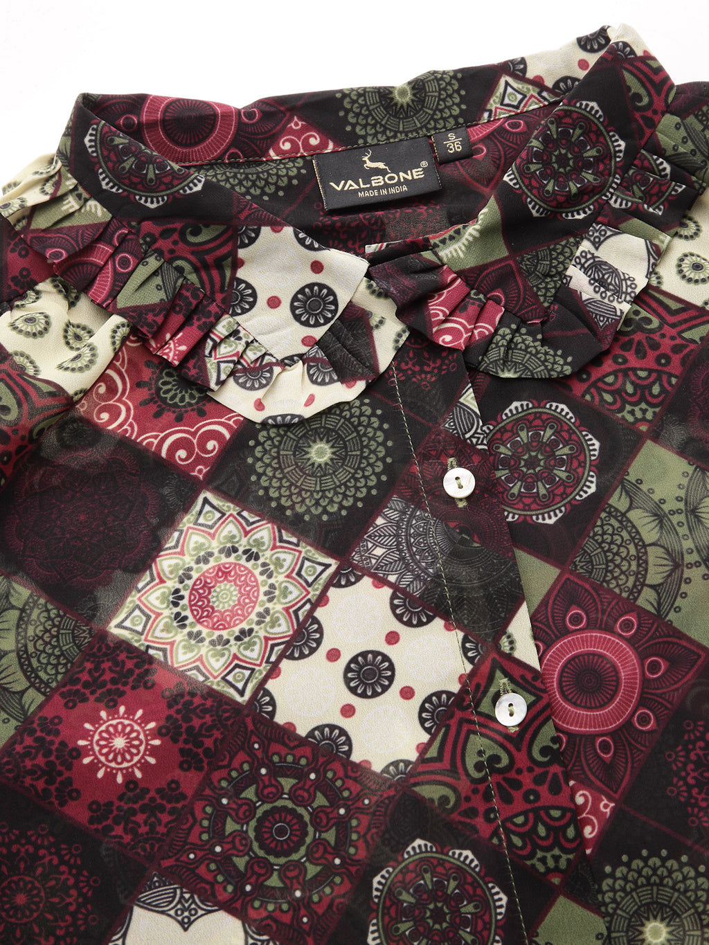 Valbone Women’s Maroon Georgette Printed Shirt