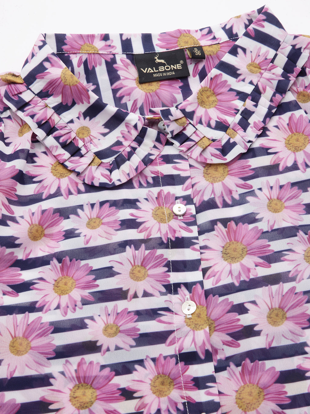 Valbone Women’s Pink Georgette Printed Shirt