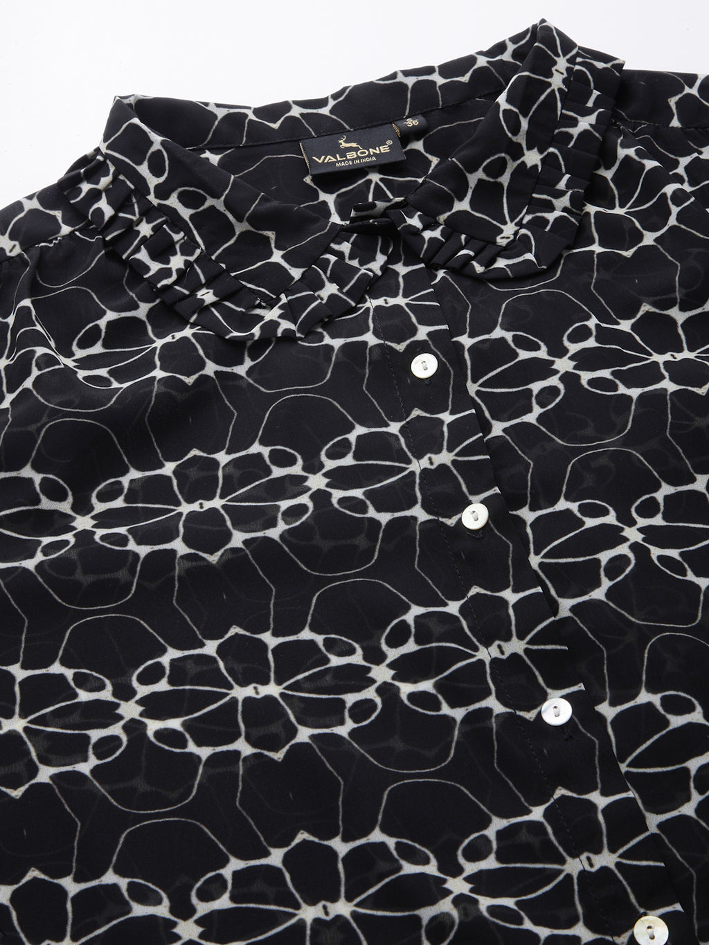 Valbone Women’s Black Georgette Floral Printed Shirt Full Sleeves