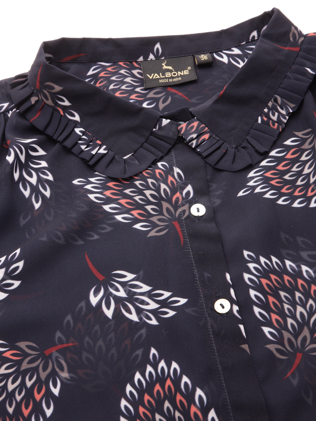 Valbone Women’s Navy Blue Georgette Printed Shirt
