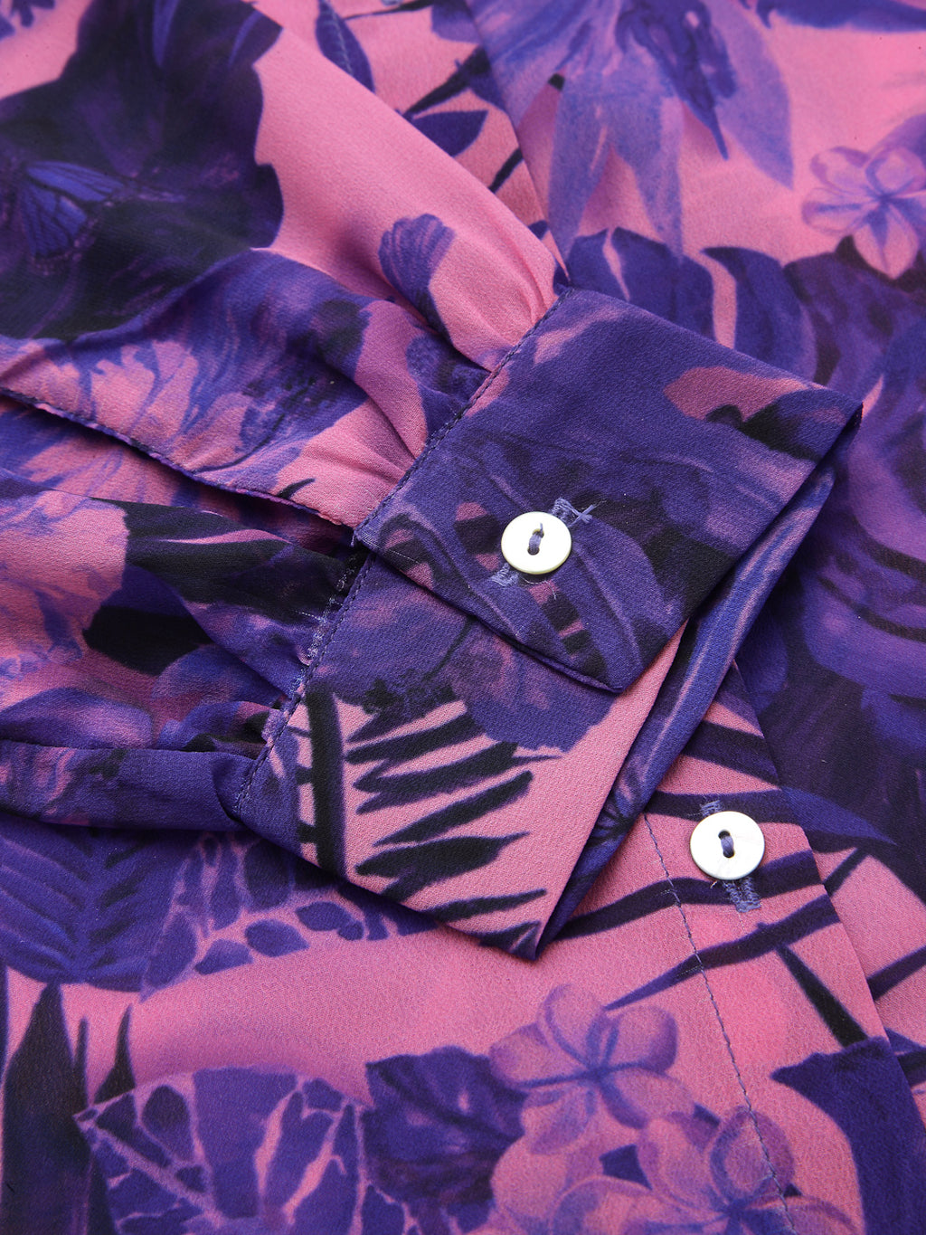 Valbone Women’s Purple Georgette Printed Shirt