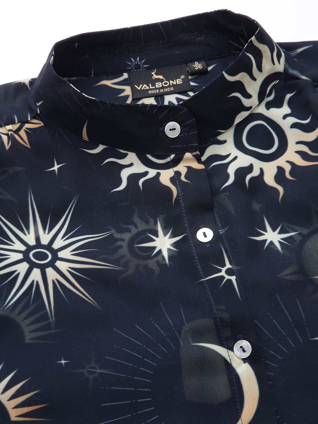 Valbone Women’s Navy Blue Georgette Printed Shirt