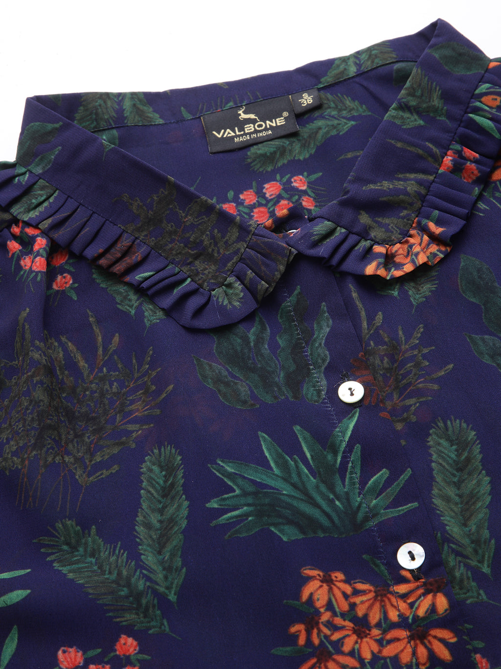 Valbone Women’s Blue Georgette Printed Shirt