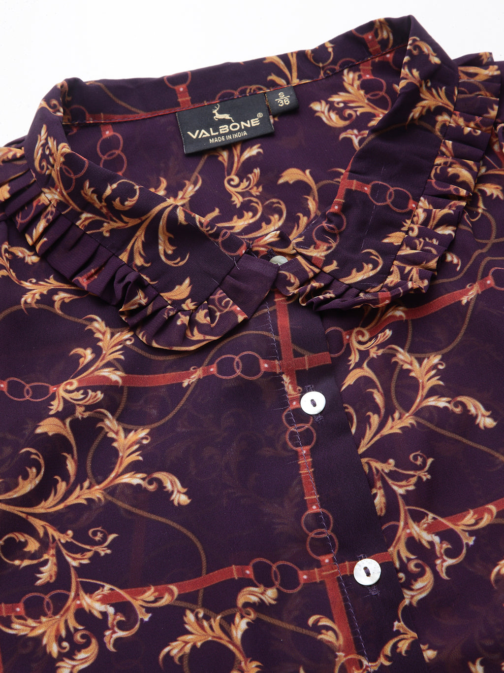 Valbone Women’s Maroon Georgette Printed Shirt