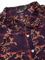 Valbone Women’s Maroon Georgette Printed Shirt