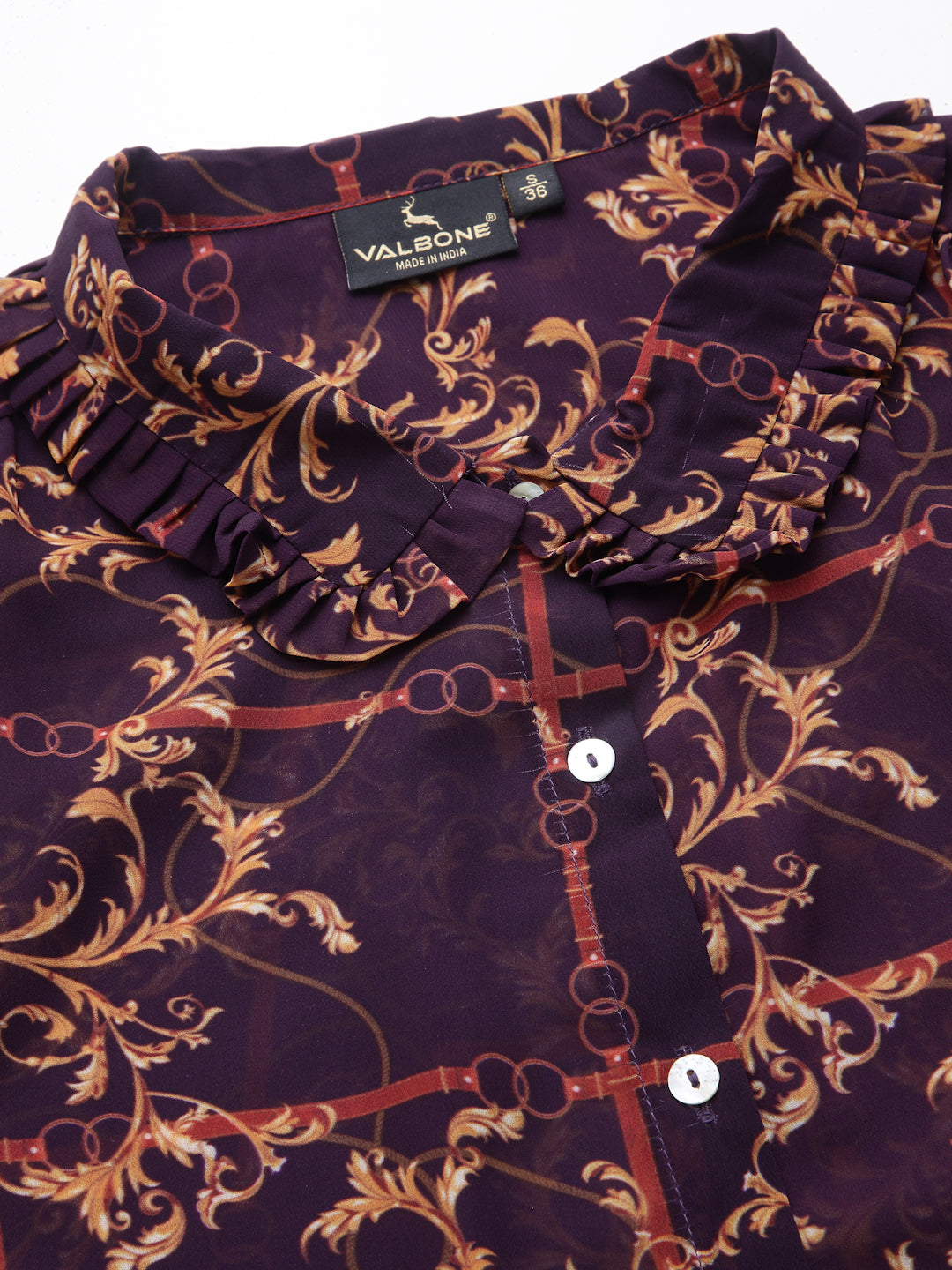 Valbone Women’s Maroon Georgette Printed Shirt