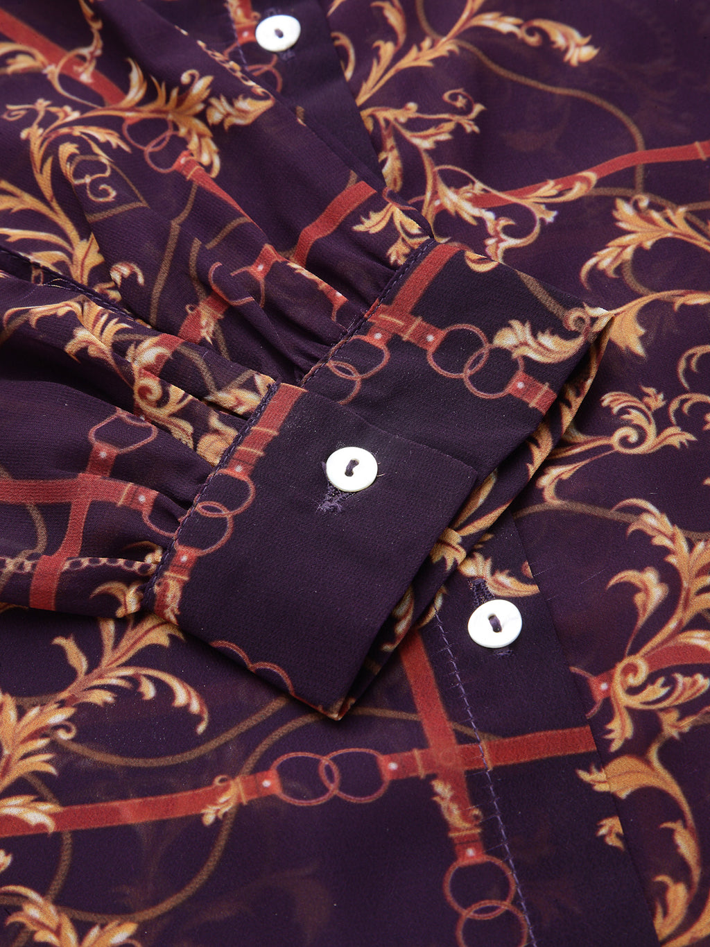 Valbone Women’s Maroon Georgette Printed Shirt