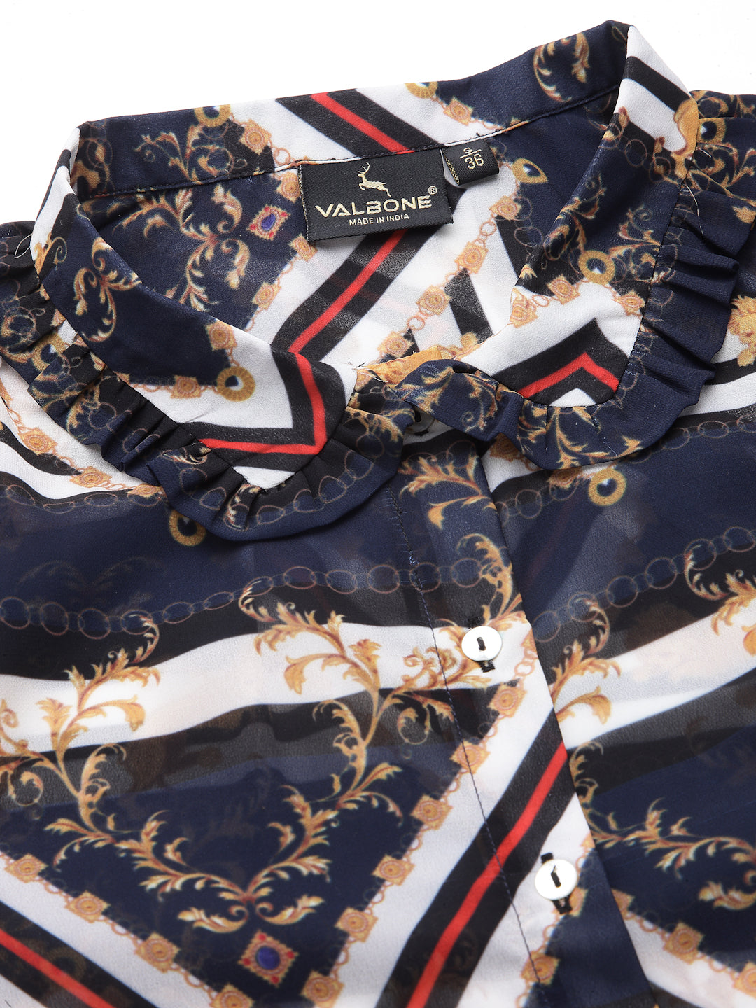 Valbone Women’s Blue Georgette Printed Shirt