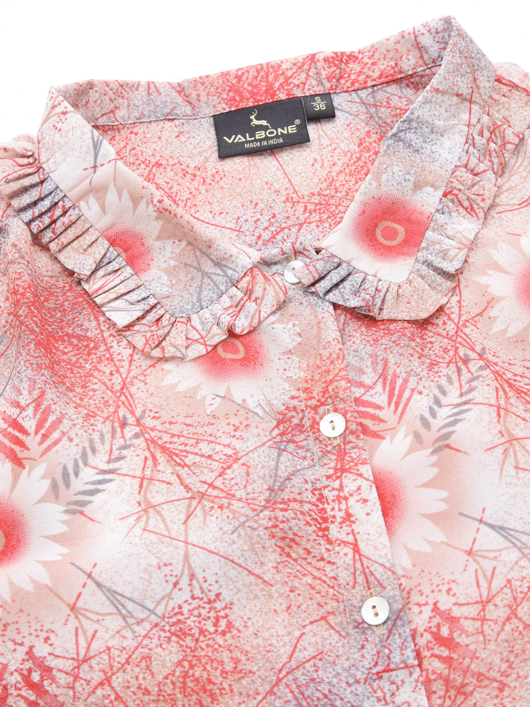 Valbone Women’s Red Georgette Printed Shirt