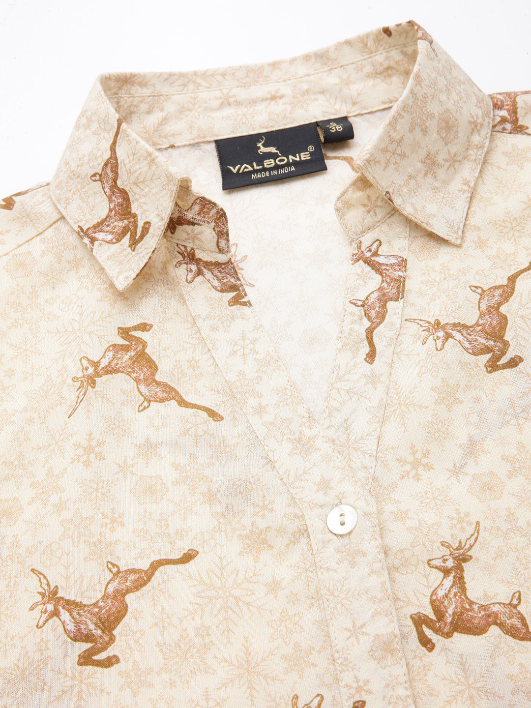 Valbone Women’s Off-White Modal Silk Printed Shirt Full Sleeves