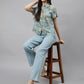 Valbone Women’s Blue Modal Silk Printed Shirt