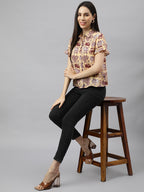 Valbone Women’s Maroon Modal Silk Printed Shirt