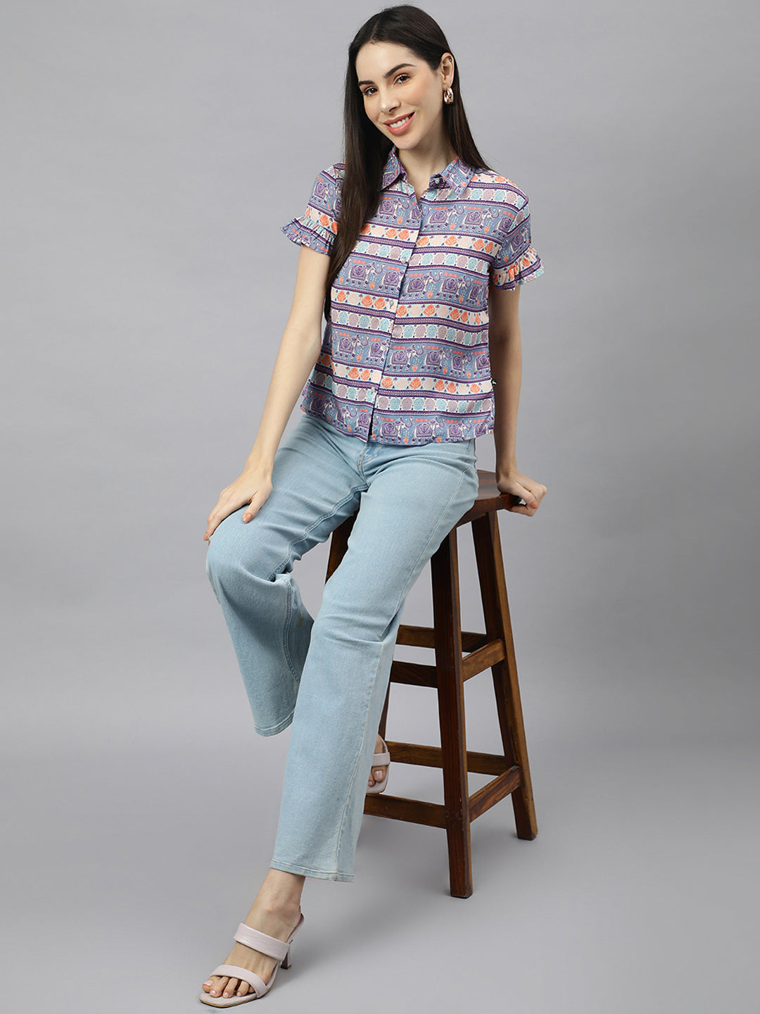 Valbone Women’s Purple Modal Silk Printed Shirt