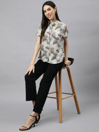 Valbone Women’s Grey Modal Silk Printed Shirt