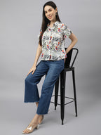 Valbone Women’s Grey Modal Silk Printed Shirt