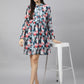 Valbone Women’s Blue Georgette Floral Print Dress