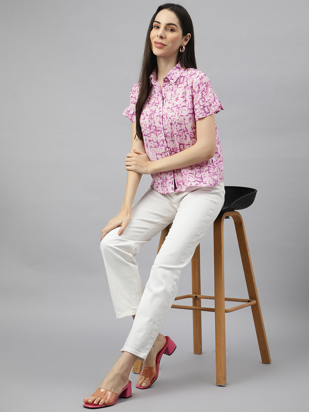 Valbone Women’s Pink Modal Silk Printed Shirt