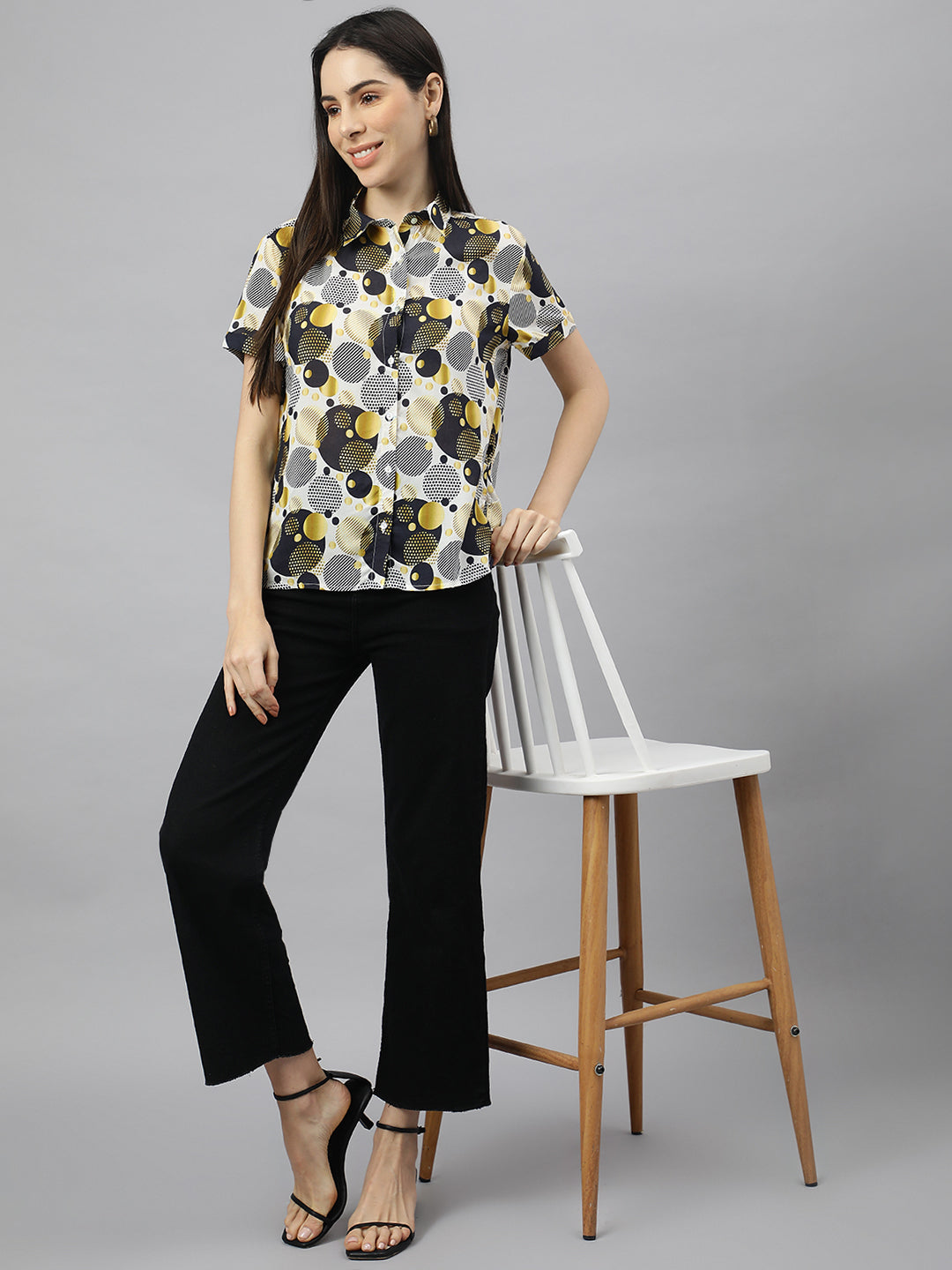 Valbone Women’s Green Modal Silk Printed Shirt