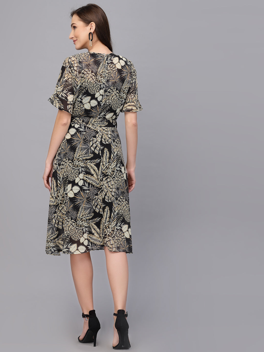 Shop floral dresses for ladies | Georgette Orange Floral Dress | Ordinaree
