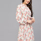 Valbone Women’s Peach Floral Viscose Printed Knee Length Dress