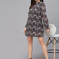 Valbone Women’s Black & Peach Georgette Floral Printed Thai Length One Piece Dress