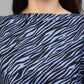 Valbone Women’s Blue & Black Printed Rayon One Piece Dress with Short Sleeves