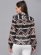 Valbone Women’s Blue Georgette Printed Shirt