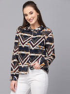 Valbone Women’s Blue Georgette Printed Shirt