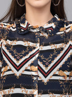 Valbone Women’s Blue Georgette Printed Shirt