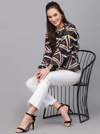 Valbone Women’s Blue Georgette Printed Shirt