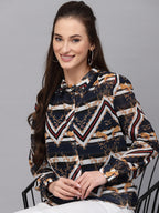 Valbone Women’s Blue Georgette Printed Shirt