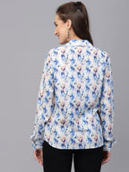 Valbone Women’s Blue Modal Silk Printed Shirt