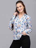 Valbone Women’s Blue Modal Silk Printed Shirt