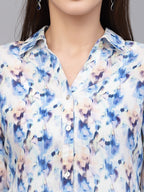Valbone Women’s Blue Modal Silk Printed Shirt