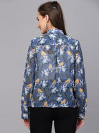 Valbone Women’s Blue Georgette Printed Shirt