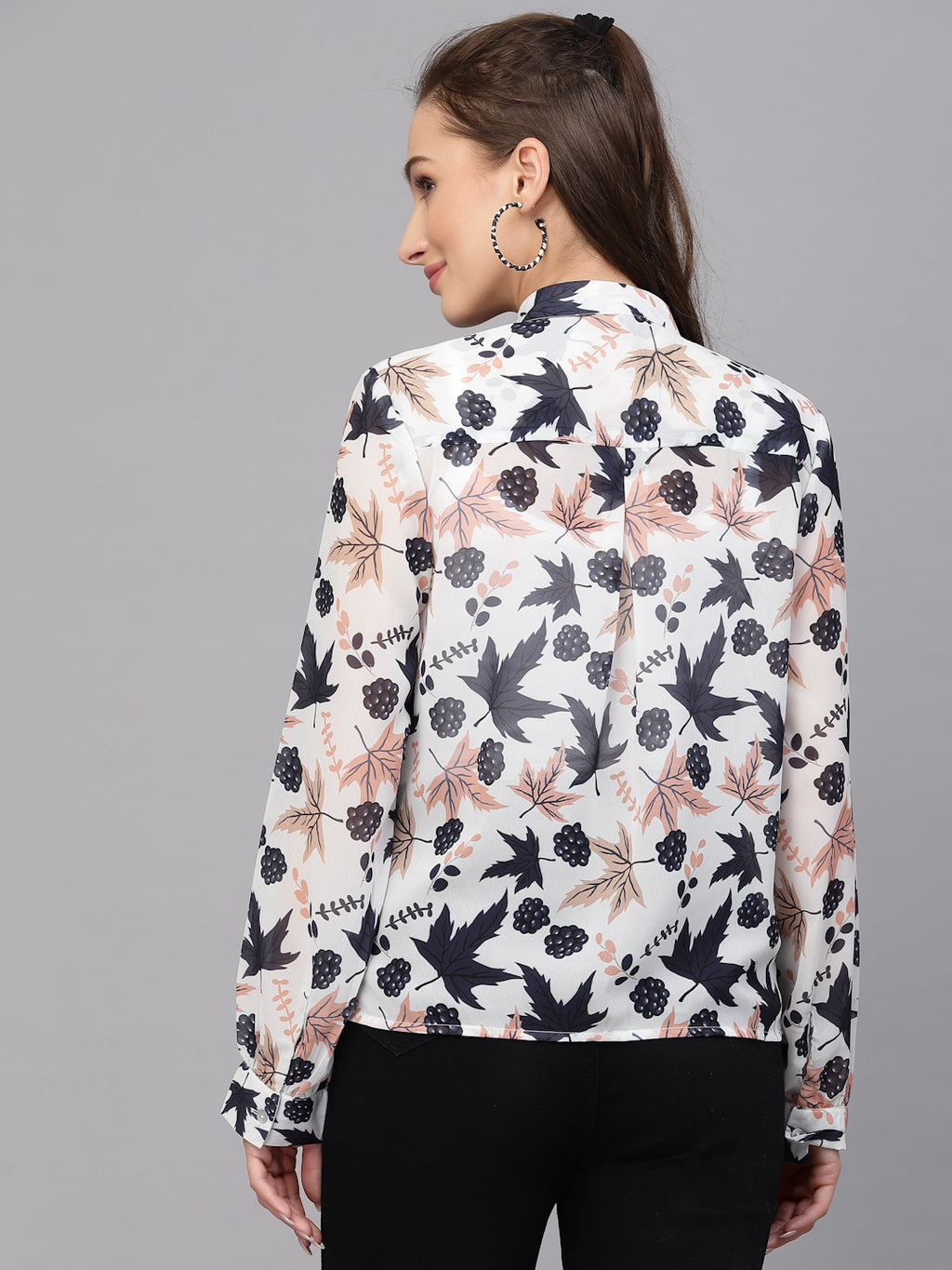 Valbone Women’s Blue Georgette Printed Shirt