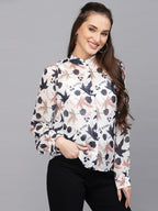 Valbone Women’s Blue Georgette Printed Shirt