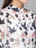 Valbone Women’s Blue Georgette Printed Shirt