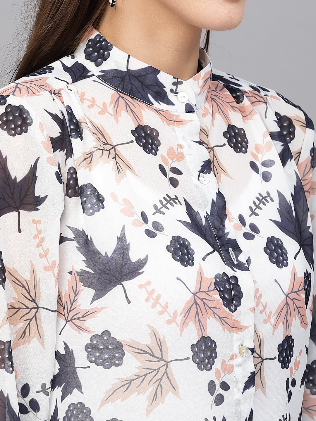 Valbone Women’s Blue Georgette Printed Shirt