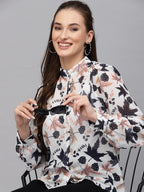 Valbone Women’s Blue Georgette Printed Shirt