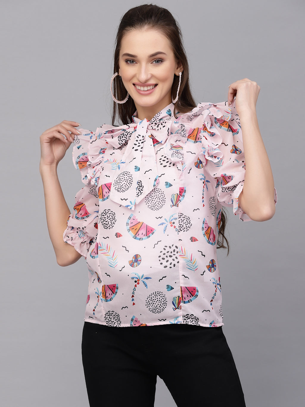 Pink Georgette Floral Print Top