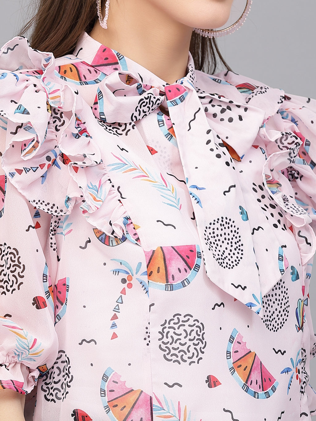 Pink Georgette Floral Print Top