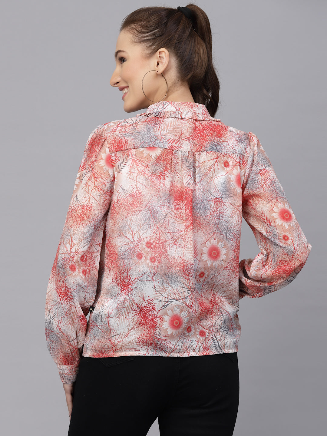 Valbone Women’s Red Georgette Printed Shirt