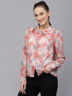 Valbone Women’s Red Georgette Printed Shirt