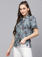 Valbone Women’s Grey Modal Silk Printed Shirt