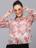 Valbone Women’s Red Georgette Printed Shirt
