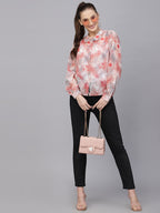 Valbone Women’s Red Georgette Printed Shirt